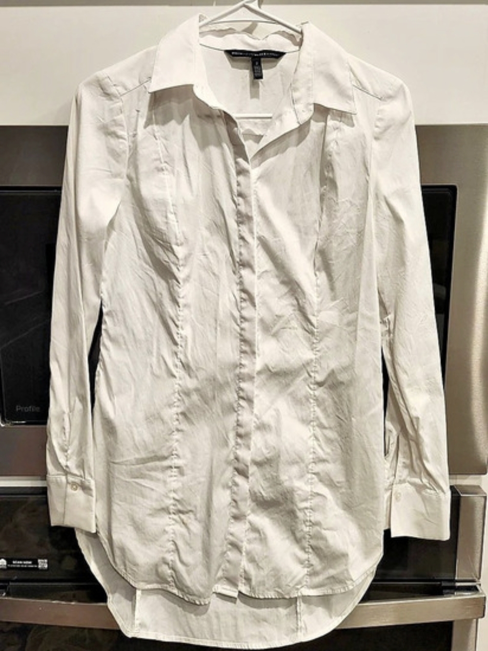 White House Black Market White Button Down Shirt Size 2